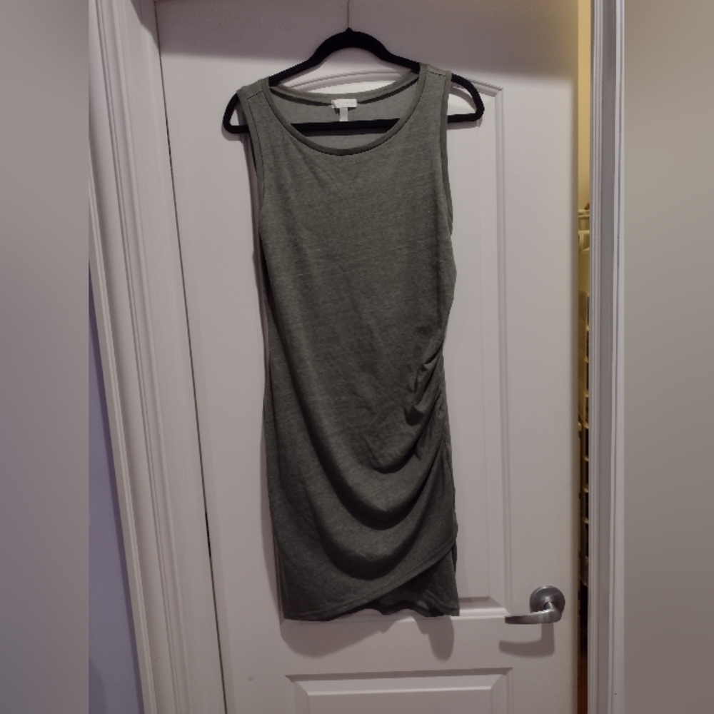 Leith olive green sleeveless dress cinched side size large good used condition